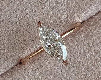 1 CT Marquise Cut Engagement Ring Marquise Moissanite Ring Wedding Ring Marquise Solitaire Ring Anniversary Ring Gift for Her Promise Ring