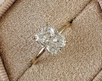 14K Yellow Gold Engagement Ring 2.5 CT Radiant Diamond Wedding Ring Radiant Cut Anniversary Ring Radiant Cut Moissanite Engagement Ring