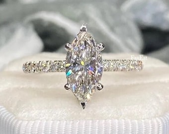 Marquise Moissanite Engagement Ring 14K Solid Gold Ring Marquise Cut Wedding Ring Marquise Cut Solitaire Ring Anniversary Ring Promise Ring