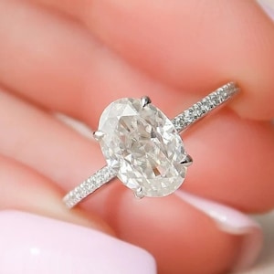 2.5 Oval Moissanite Engagement Ring Oval Cut Wedding Ring Oval Anniversary Ring Oval Moissanite Solitaire Ring Promise Ring Gift for Her