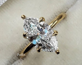 2 CT Marquise Moissanite Engagement Ring 14K Solid Gold Ring Marquise Wedding Ring Anniversary Ring Solitaire Ring Promise Ring Gift for Her