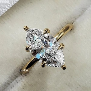 2 CT Marquise Moissanite Engagement Ring 14K Solid Gold Ring Marquise Wedding Ring Anniversary Ring Solitaire Ring Promise Ring Gift for Her