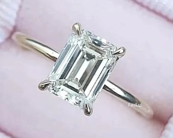 2.5 CT Emerald Cut Moissanite Bridal Ring 14K Solid Gold Ring Diamond Ring Engagement Ring Engagement Ring Wedding Anniversary Ring For Her