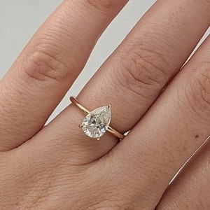 Pear Moissanite Engagement Ring 14K Solid Gold Ring Pear Cut Wedding Ring Solitaire Ring Anniversary Ring Promise Ring Gift for Her