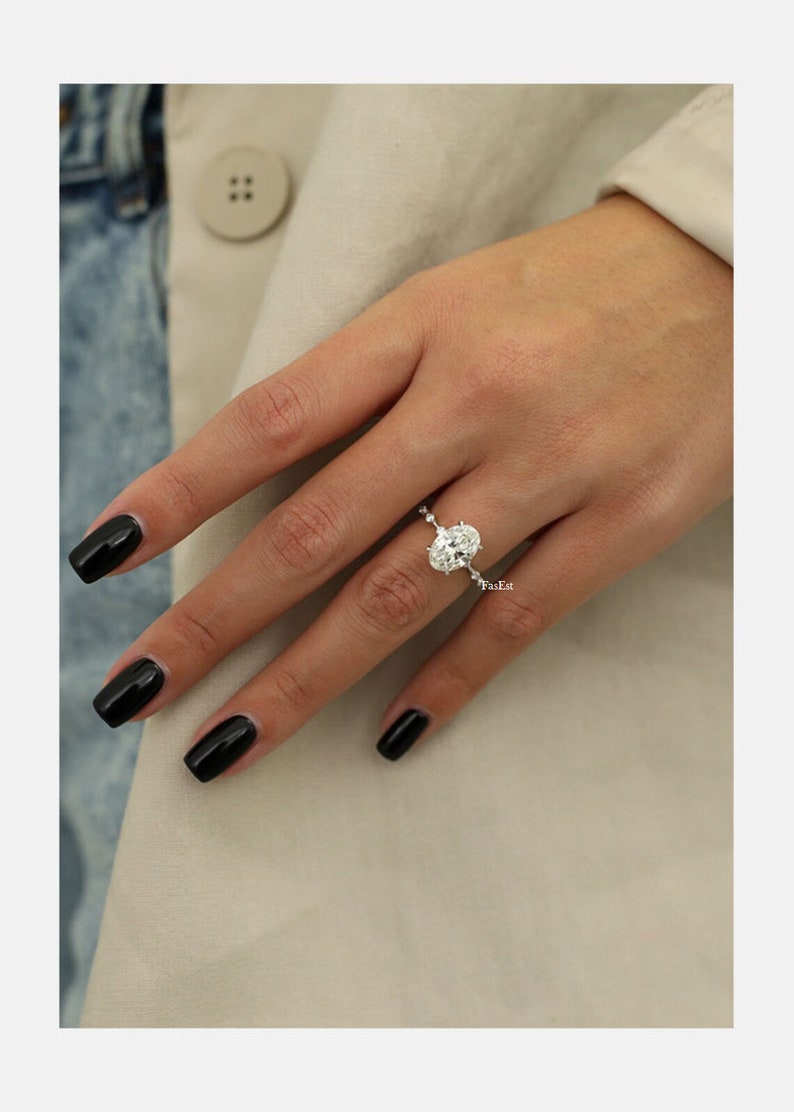 2 CT Oval Cut Moissanite Engagement Ring 14K Solid Gold Ring Oval Cut ...