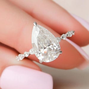 4.0 CT Pear Engagement Ring 14K Solid Gold Promise Ring  Wedding Ring Anniversary Ring Engagement Ring Gift For Women Pear Diamond Ring