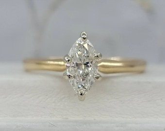 1 CT Marquise Moissanite Engagement Ring Marquise Cut Wedding Ring Anniversary Ring Solitaire Ring Promise Ring Gift for Her Ring for Women