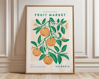 Valencia Orange Grove Print: Mediterranean Fruit Market Art (Digital Download
