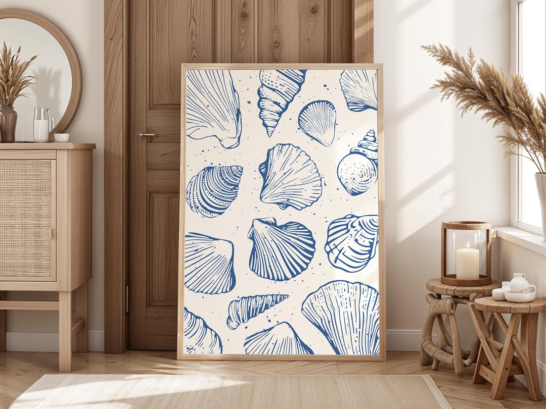 Seashell Print, Digital Download Art, Printable Wall Art, Nautical ...