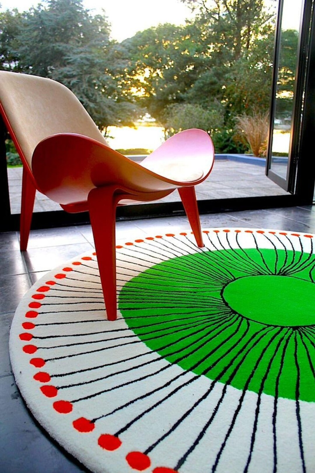 Handmade Designer Green Round Rug Bohemian Carpet Contemporary Etsy