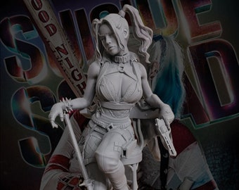 Grande figurine résine à peindre HARLEY QUINN 3d