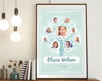Personalized family Tree | Digital Download Family Tree Poster | Gifts for Parents Grandparents childrens |