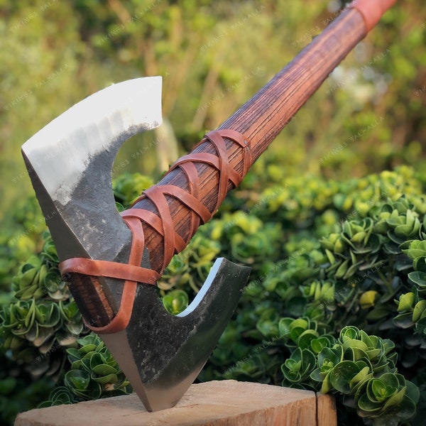 Wood Splitting Functional Axe, hand forged Viking axe with personalized engraved wooden box, Unique gift for men and women on Anniversary