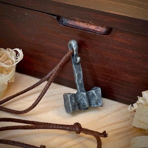Hand Forged Viking Hammer Necklace – Norse Handmade Warrior Pendant Gift for men and Women, Rustic leather cord Viking Jewelry