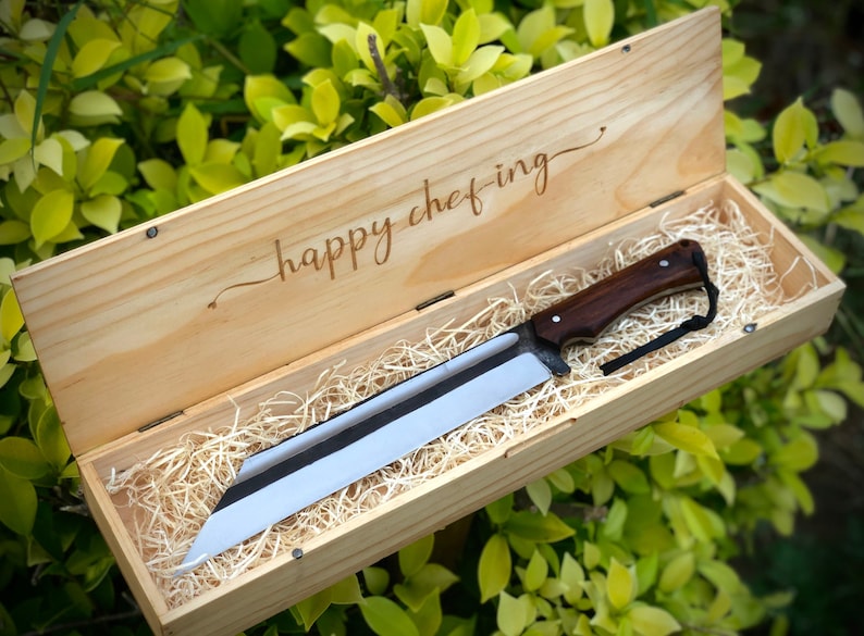 Seax Knife, Viking Knife with personalized custom wooden box
