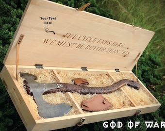 Leviathan axe Metal God Of War Kratos Axe, Personalised Gift Box with Viking Hatchet Axe, Gift for Gamer Boy or Girl, Gift for Men/Women