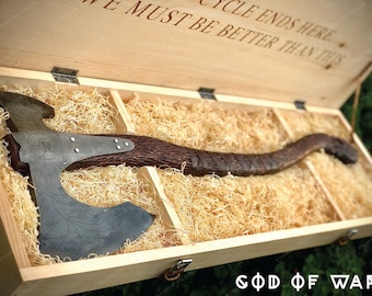 Leviathan axe Metal God Of War Kratos Axe, Personalised Gift Box with Viking Hatchet Axe, Gift for Gamer Boy or Girl, Gift for Men/Women