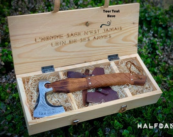 Personalized gift Box for Christmas Gift for Men/Women, Viking axe Hand Forged Hatchet, Custom Gift for Wedding, Groomsmen Proposal Gift box