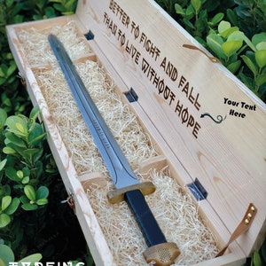 Functional sharp Hand Forged Viking Sword with Personalized engraved wooden box Birthday gift for Men or Women, Wedding Anniversary Gift zdjęcie 7