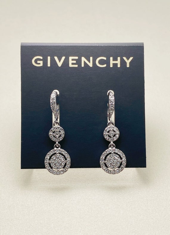VINTAGE Givenchy Crystal Double Drop Earrings(390… - image 1