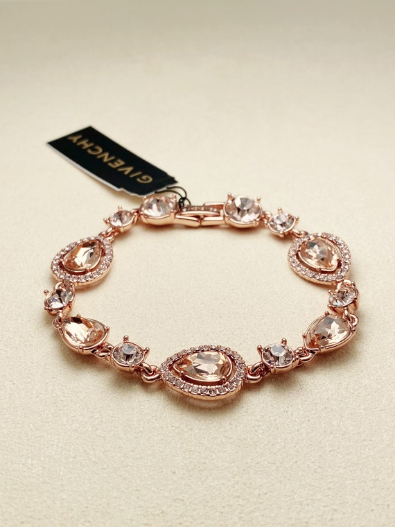 Vintage Givenchy Crystal Flex Bracelet(Rose gold-… - image 4