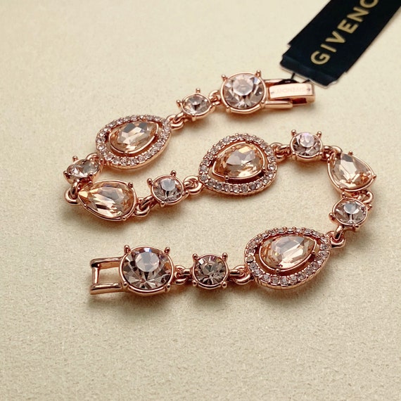 Vintage Givenchy Crystal Flex Bracelet(Rose gold-… - image 1