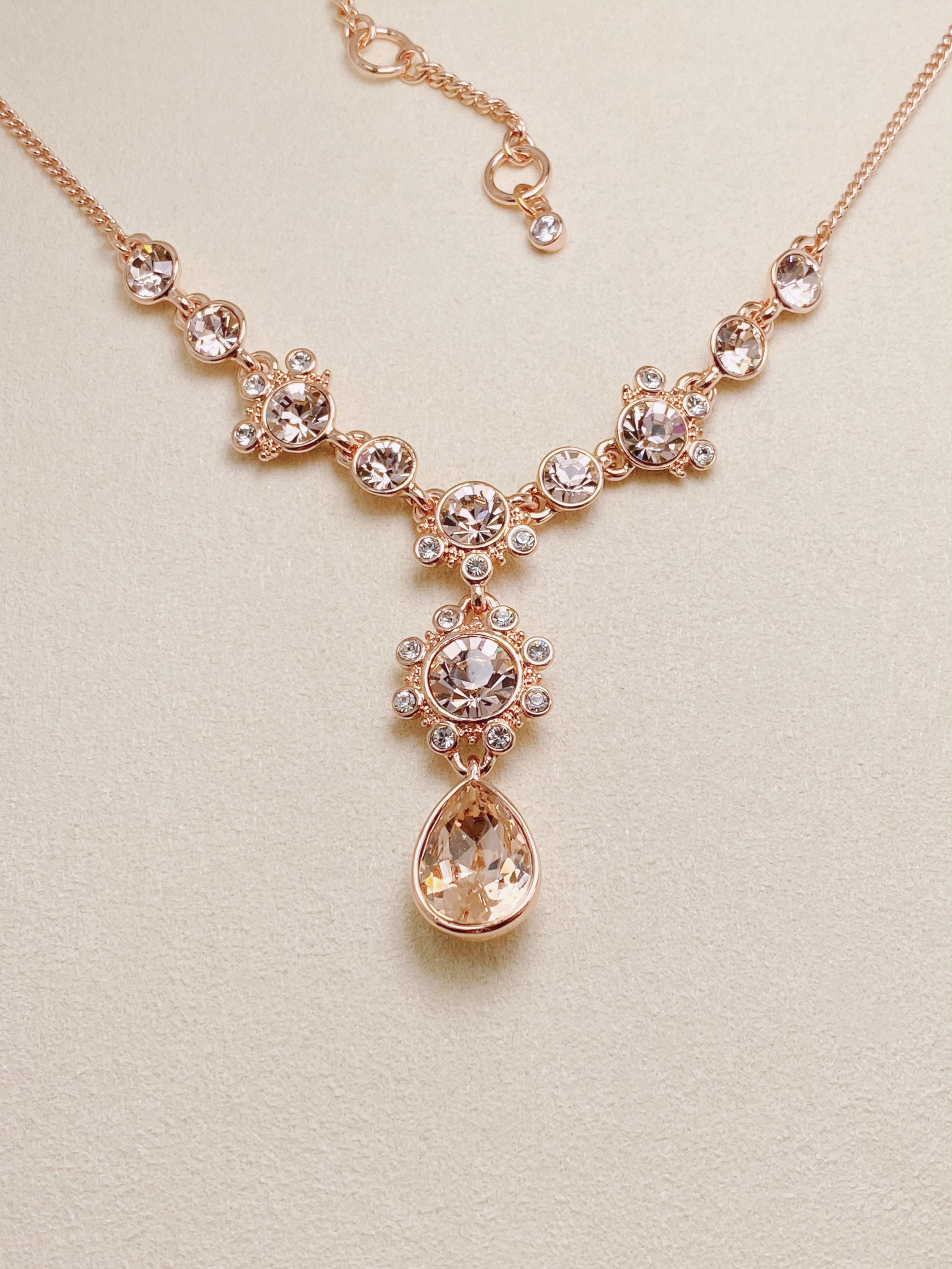 Vintage GIVENCHY Rose Gold-tone Crystal Lariat Necklacerose - Etsy