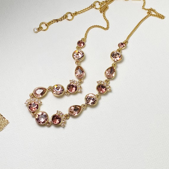 Vintage Givenchy Pink Crystal Necklace - image 3