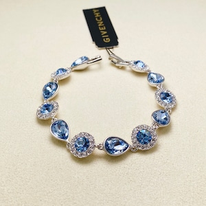 Vintage Givenchy Silver-tone Crystal & Stone Flex Bracelet