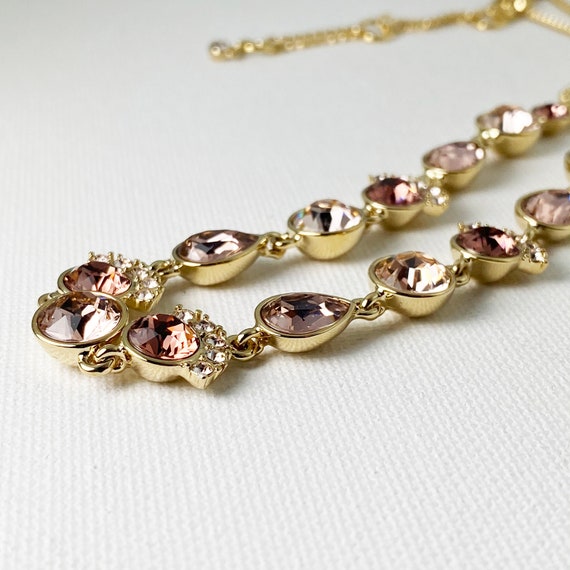 Vintage Givenchy Pink Crystal Necklace - image 8