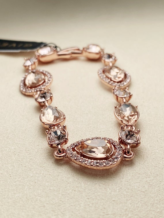 Vintage Givenchy Crystal Flex Bracelet(Rose gold-… - image 5