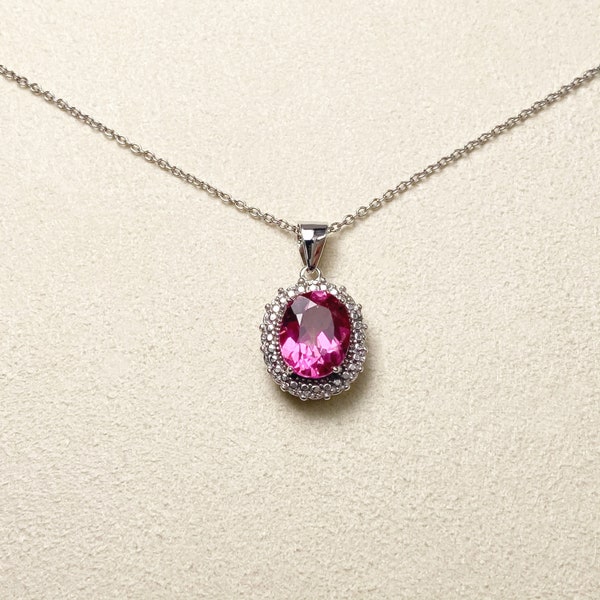 Victoria Townsend Pink Topaz Pendant Necklace in Sterling Silver (3-1/5 ct. t.w.)