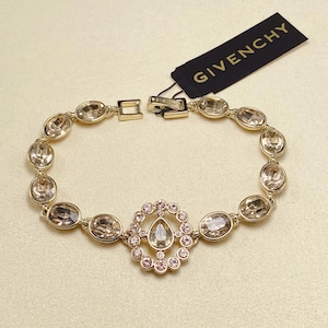 Vintage Givenchy crystal & stone flex bracelet(Gold-Tone2898), gift for wife, gift for girlfriend,gift for her,Valentines Day Gift