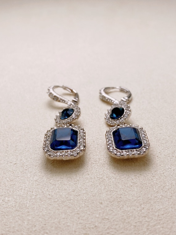 Vintage Givenchy Blue Stone Double Drop Earrings Etsy Canada