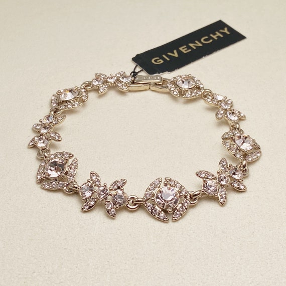 Vintage Givenchy Crystal Flex Bracelet(Silver-ton… - image 1