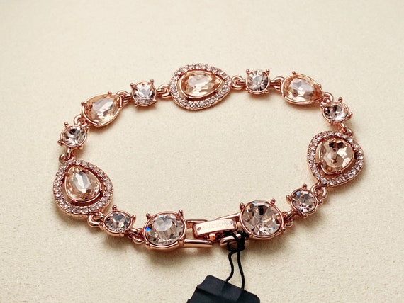 Vintage Givenchy Crystal Flex Bracelet(Rose gold-… - image 2