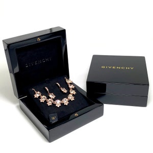 Vintage BOXED Givenchy Crystal Collar Necklace & Drop Earrings Set