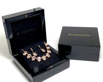 Vintage BOXED Givenchy Crystal Collar Necklace & Drop Earrings Set