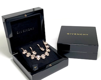 Vintage BOXED Givenchy Crystal Collar Necklace & Drop Earrings Set, gift for wife, gift for girlfriend,gift for her,Valentines Day Gift