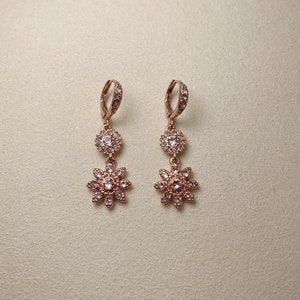 Vintage Givenchy Crystal Flower Double Drop Earrings, gift for wife, gift for girlfriend,gift for her,Valentines Day Gift