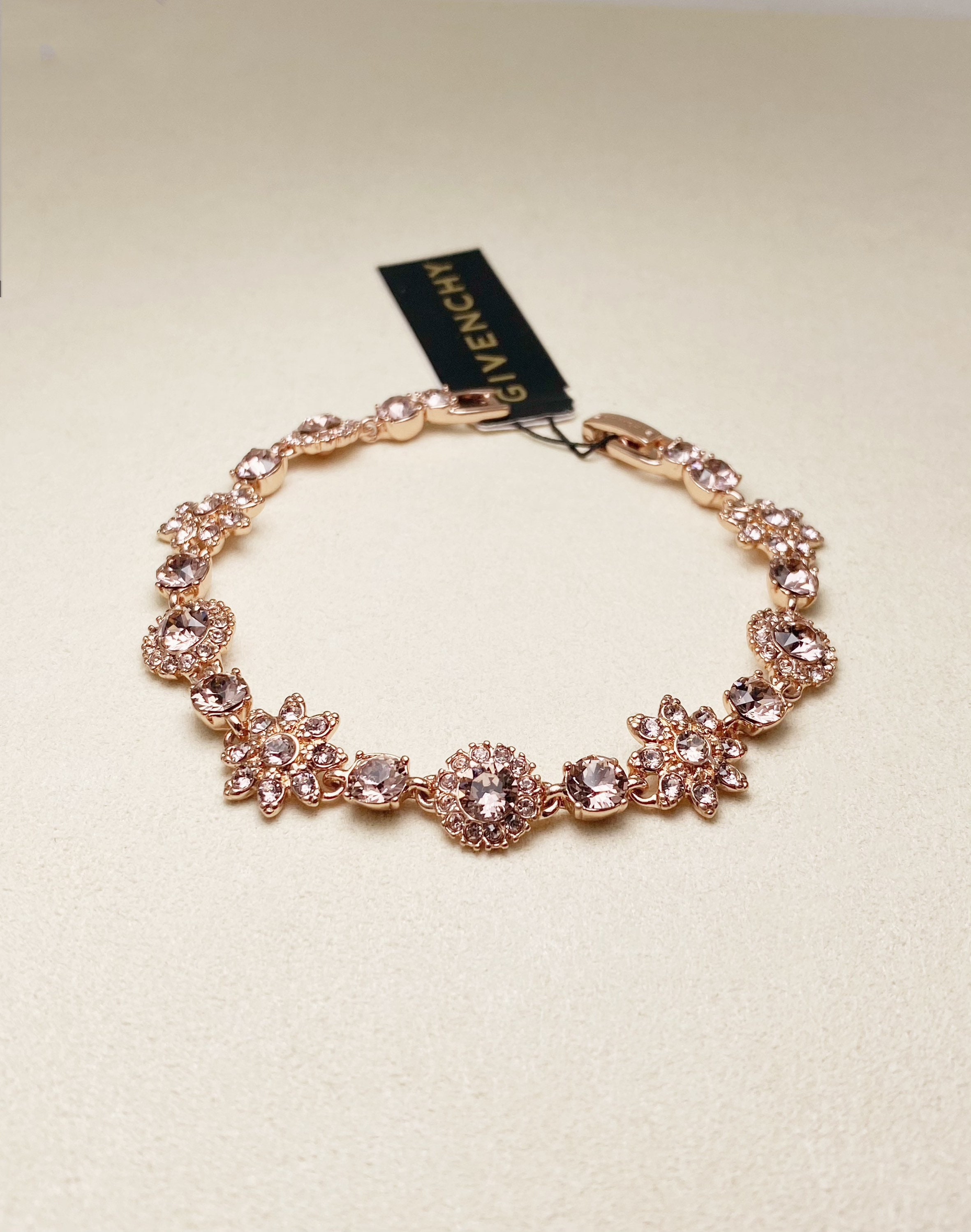 Vintage Givenchy Crystal Flower Flex Bracelet(rose Gold Vintage Givenchy Crystal Flower Flex Bracelet(rose Gold