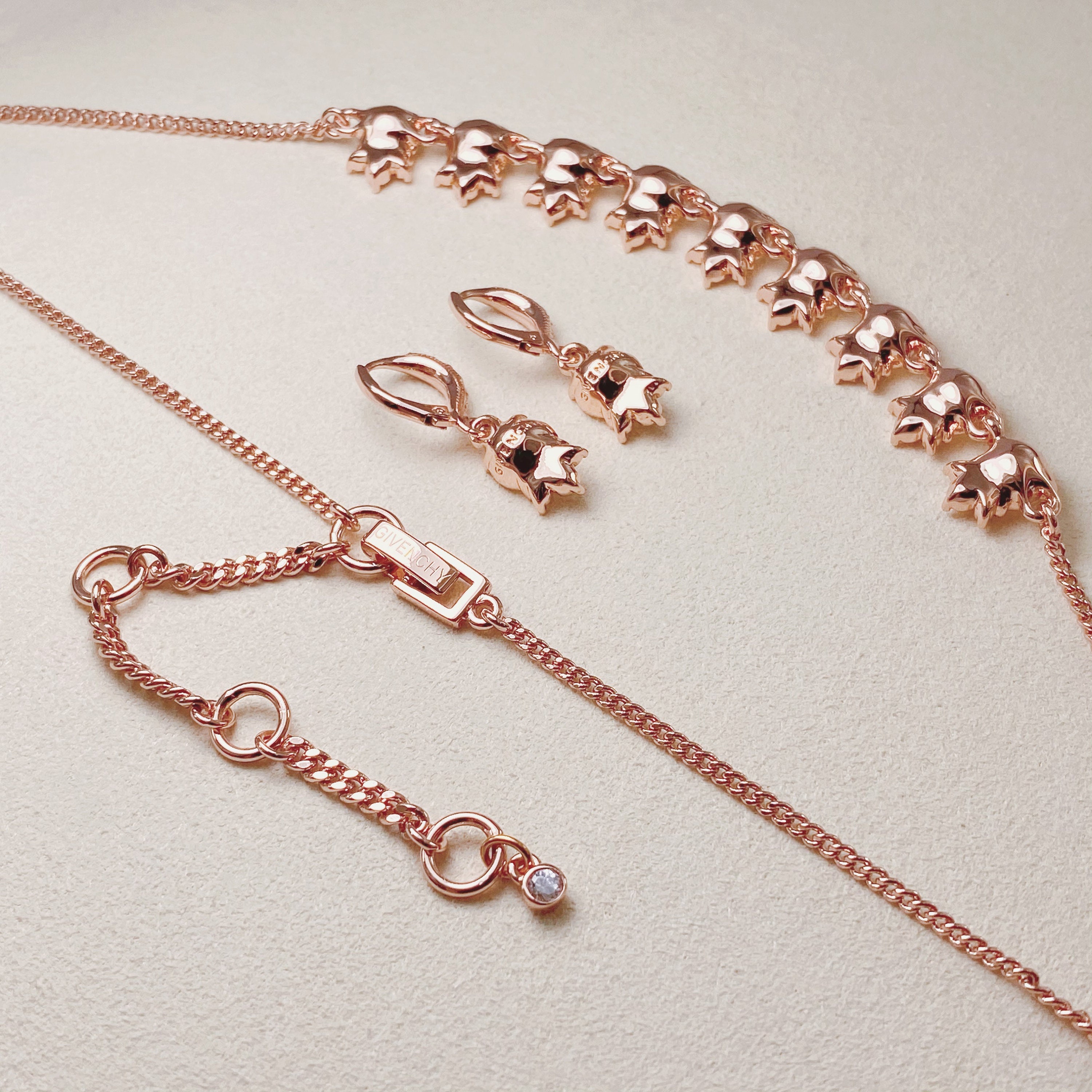 Vintage BOXED Givenchy Crystal Collar Necklace & Drop Earrings Set