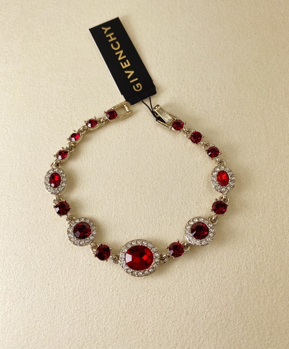 Vintage Givenchy Crystal Flex Bracelet(red3719)