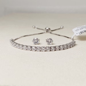 Boxed Sterling Silver Bracelet & Stud Earrings Gift Set, gift for wife, gift for girlfriend,Valentines Day Gift