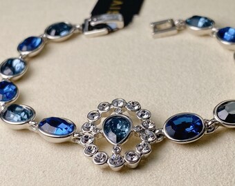 Vintage Givenchy Crystal & Stone Flex Bracelet(blue2881