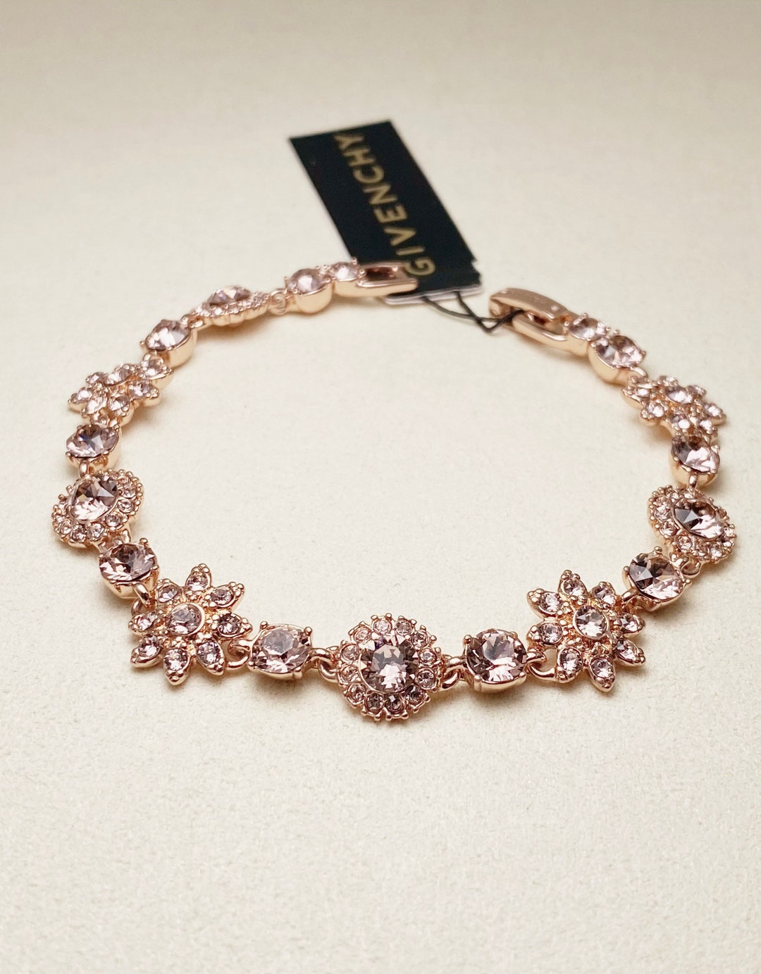 Vintage Givenchy Crystal Flower Flex Braceletrose Gold tone8286 Etsy Canada