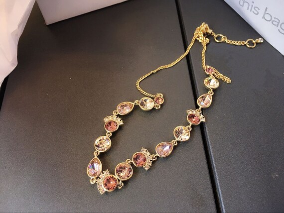 Vintage Givenchy Pink Crystal Necklace - image 7