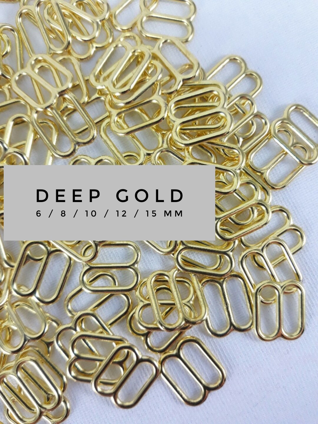 Lingerie Making Metal Slider Gold Bra Straps Regulator 6/8/10/12/15mm