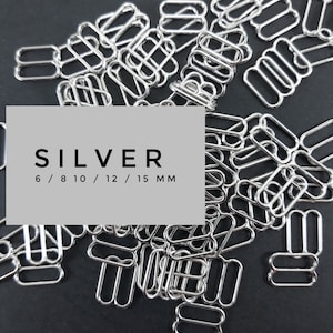 Lingerie making metal slider silver bra straps regulator 6/8/10/12/15mm
