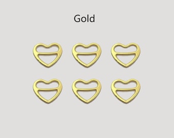 Deslizadores de lencería Gold Heart: ajustadores de tirantes de sujetador (8-18 mm)
